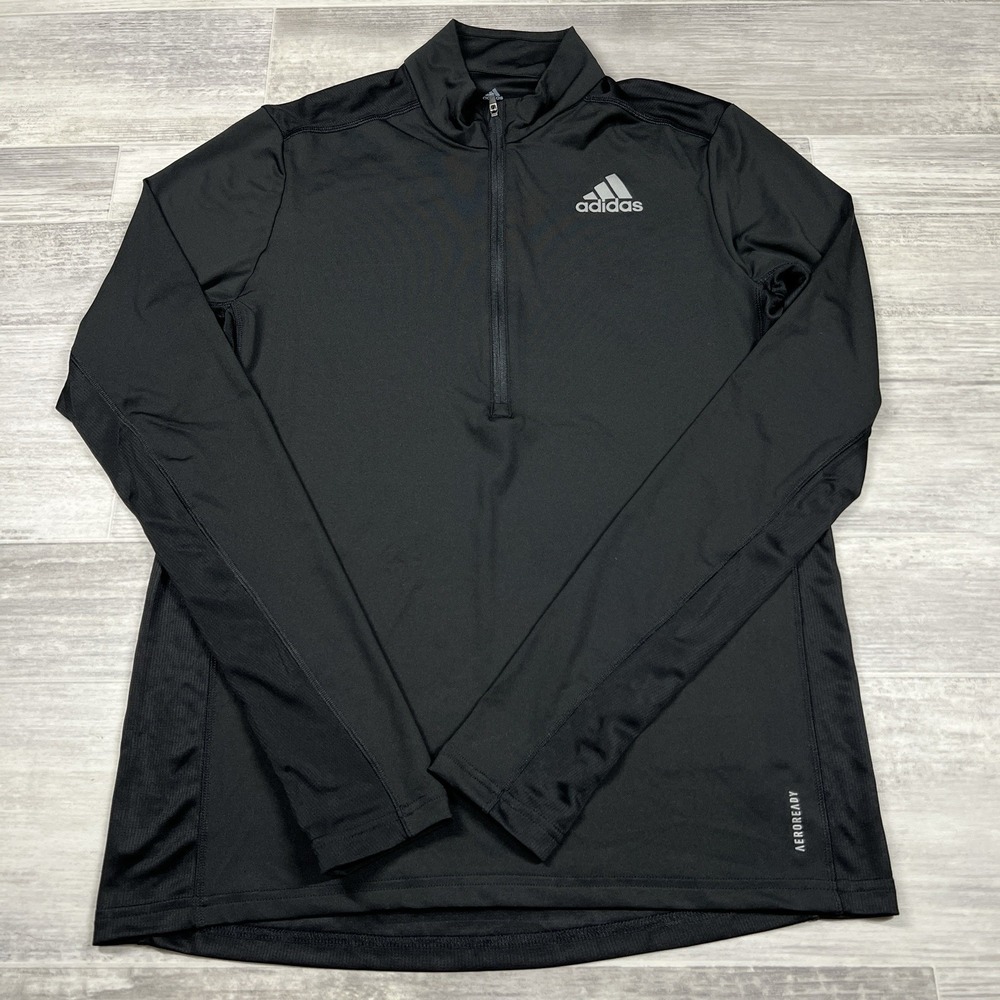 Adidas Own The Run 1/2 Zip Men's Small Training‎ Black Casual Tee Jersey GT8936